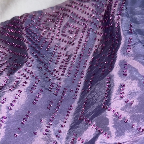 Purple Satin vintage Camisole Vintage Corset Lace Up Sparkly Beaded Top Bustier - Picture 2 of 6